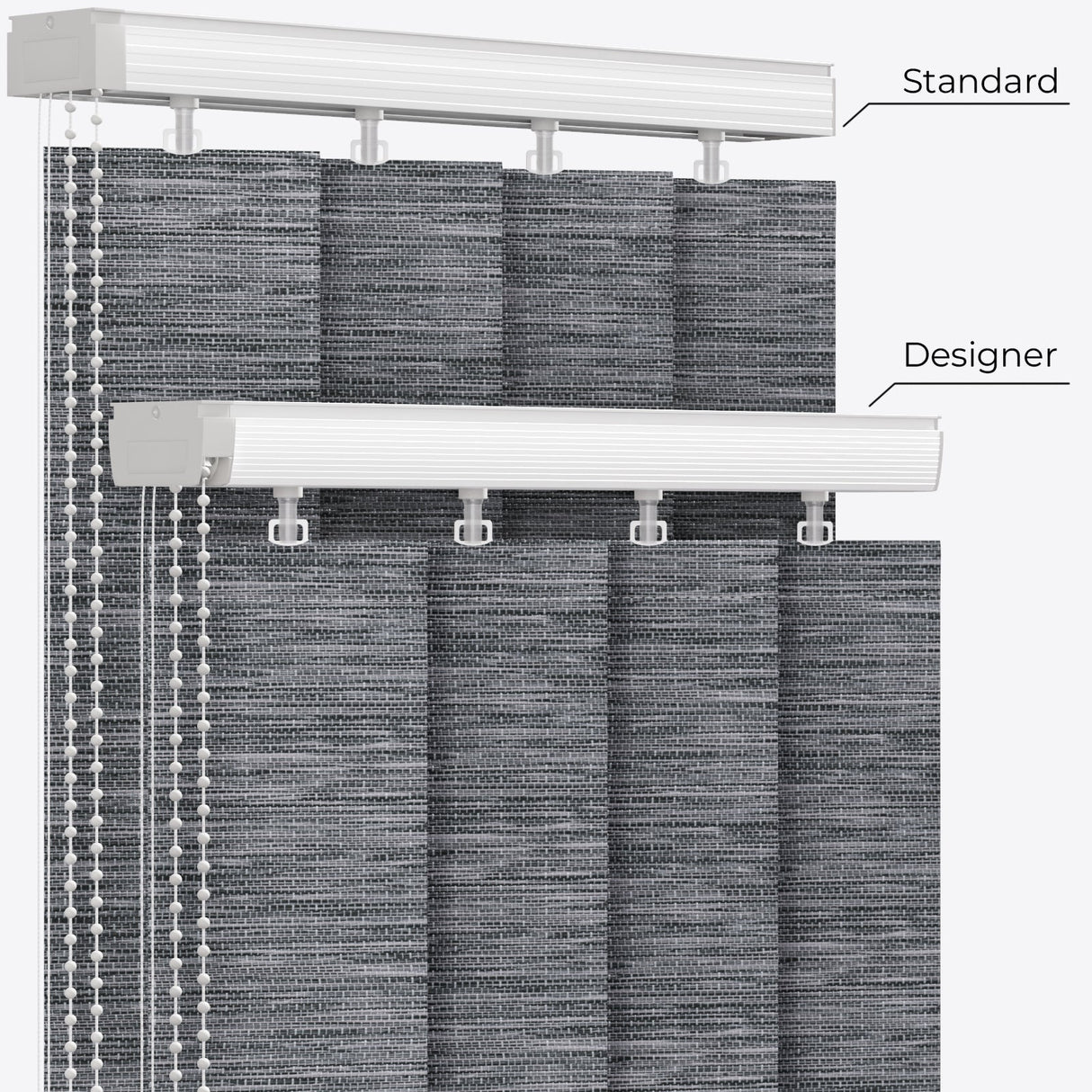 Designo Wood Steel Grey Vertical Blinds - Zen Shades