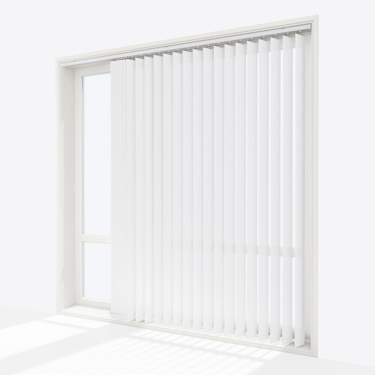 Pencil Stripe Brilliant White Vertical Blinds - Zen Shades