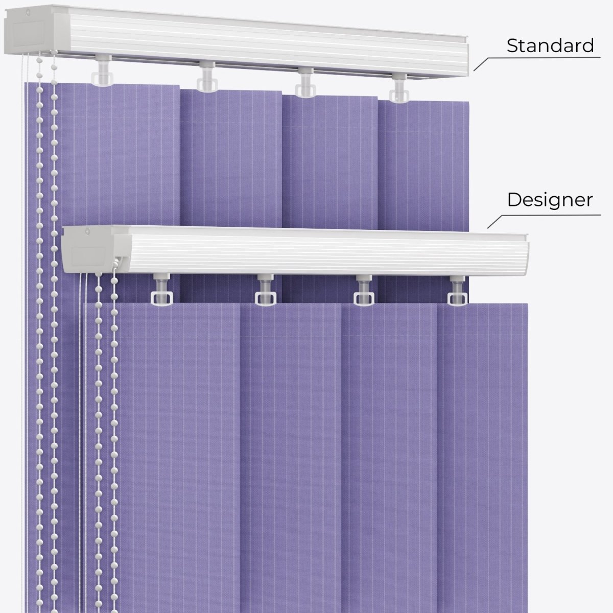 Pencil Stripe Costume Blue Vertical Blinds - Zen Shades