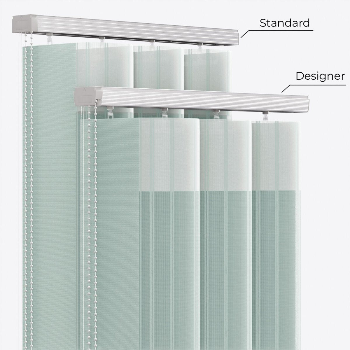 Stripe Aqua Gray Day & Night Vertical Sheer 40cm - Zen Shades