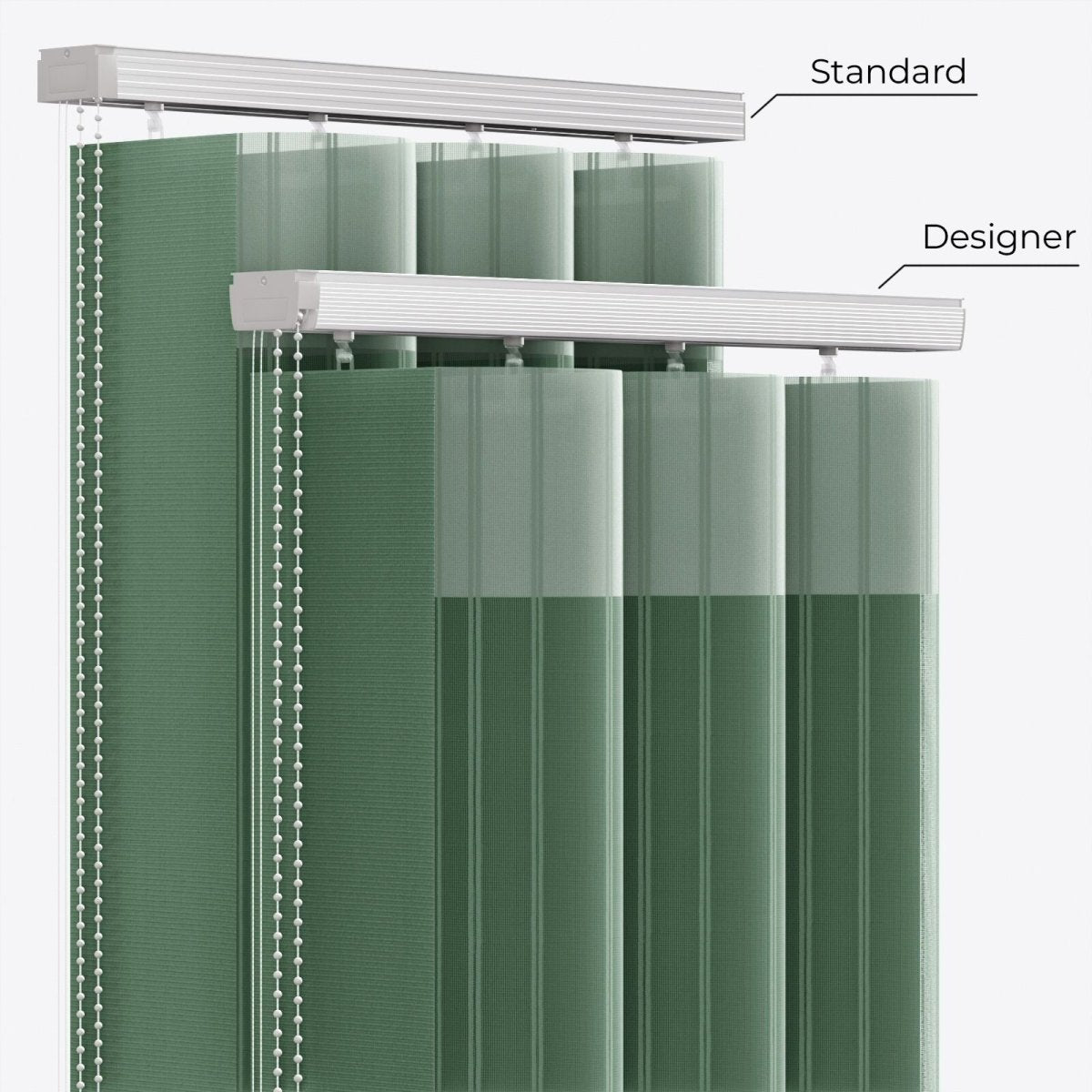 Stripe Refreshing Green Day & Night Vertical Sheer 40cm - Zen Shades