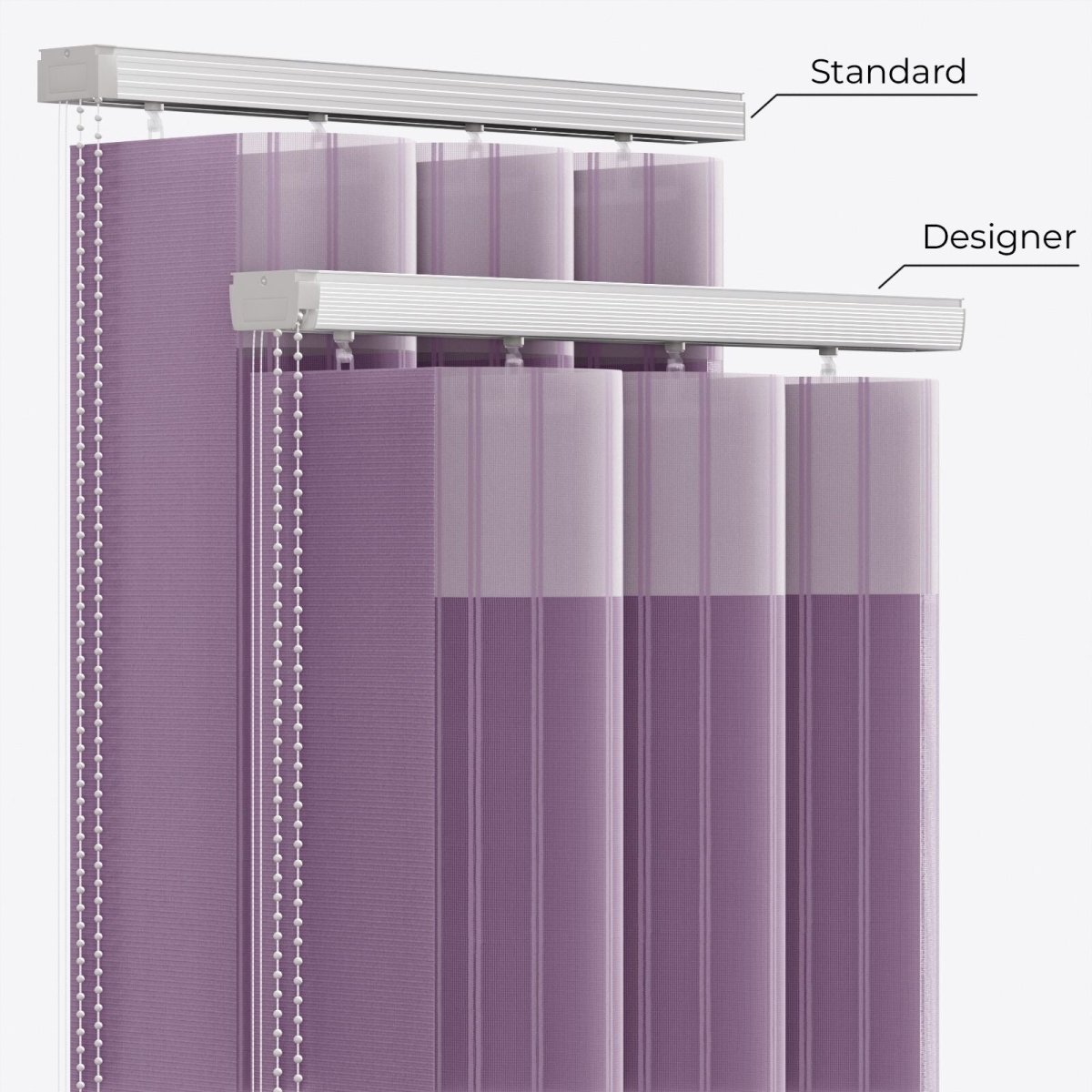 Stripe Vintage Violet Day & Night Vertical Sheer 40cm - Zen Shades