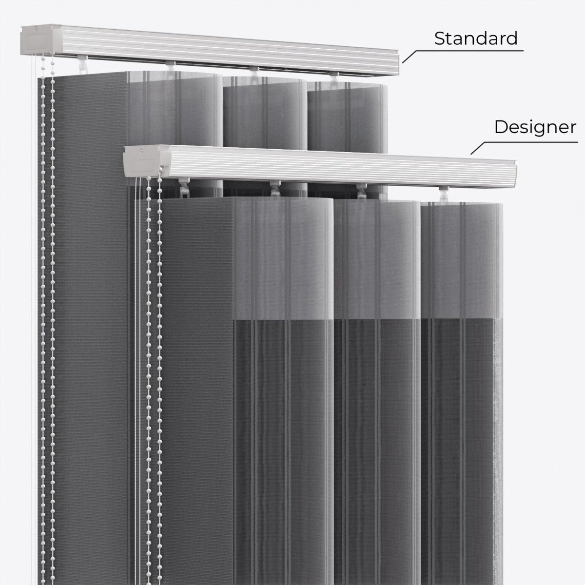 Stripe Volcanic Ash Day & Night Vertical Sheer 40cm - Zen Shades