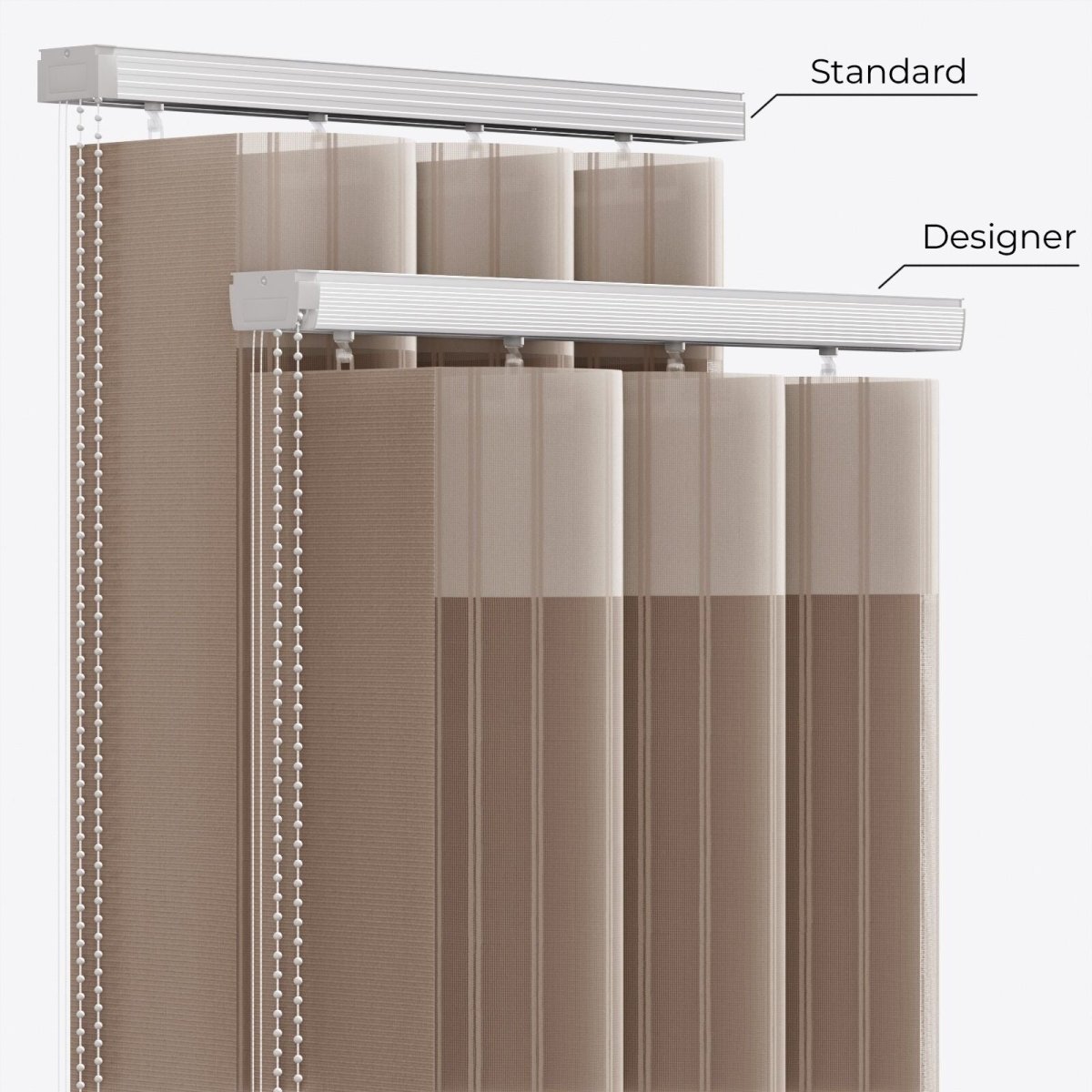 Stripe Woodsmoke Day & Night Vertical Sheer 40cm - Zen Shades