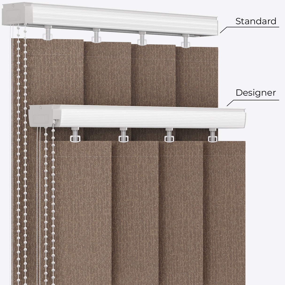 Designo Beige Grey Vertical Blinds - Zen Shades