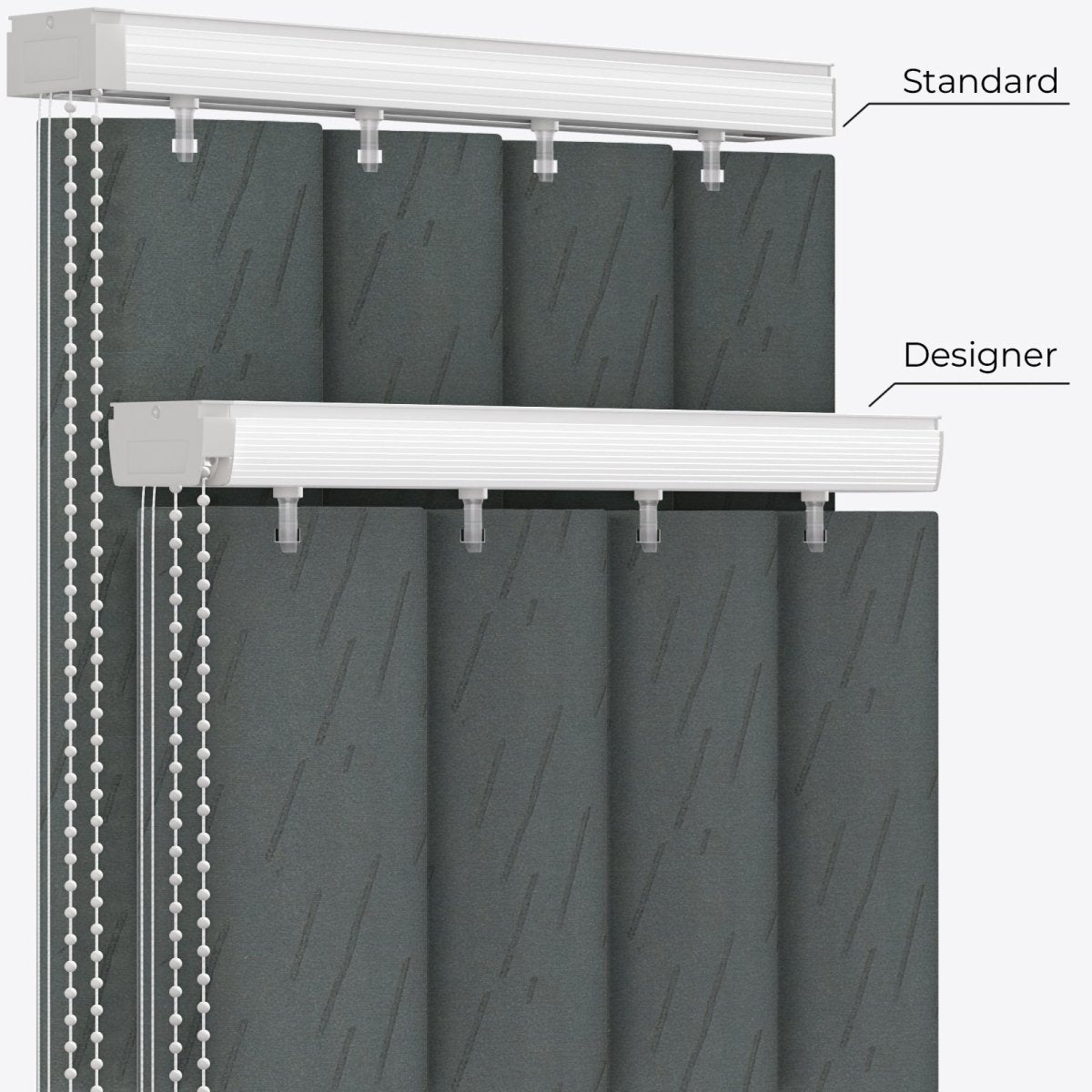 Genova Graphite Blackout PVC Vertical Blinds - Zen Shades