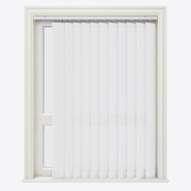 Pencil Stripe Brilliant White Vertical Blinds - Zen Shades