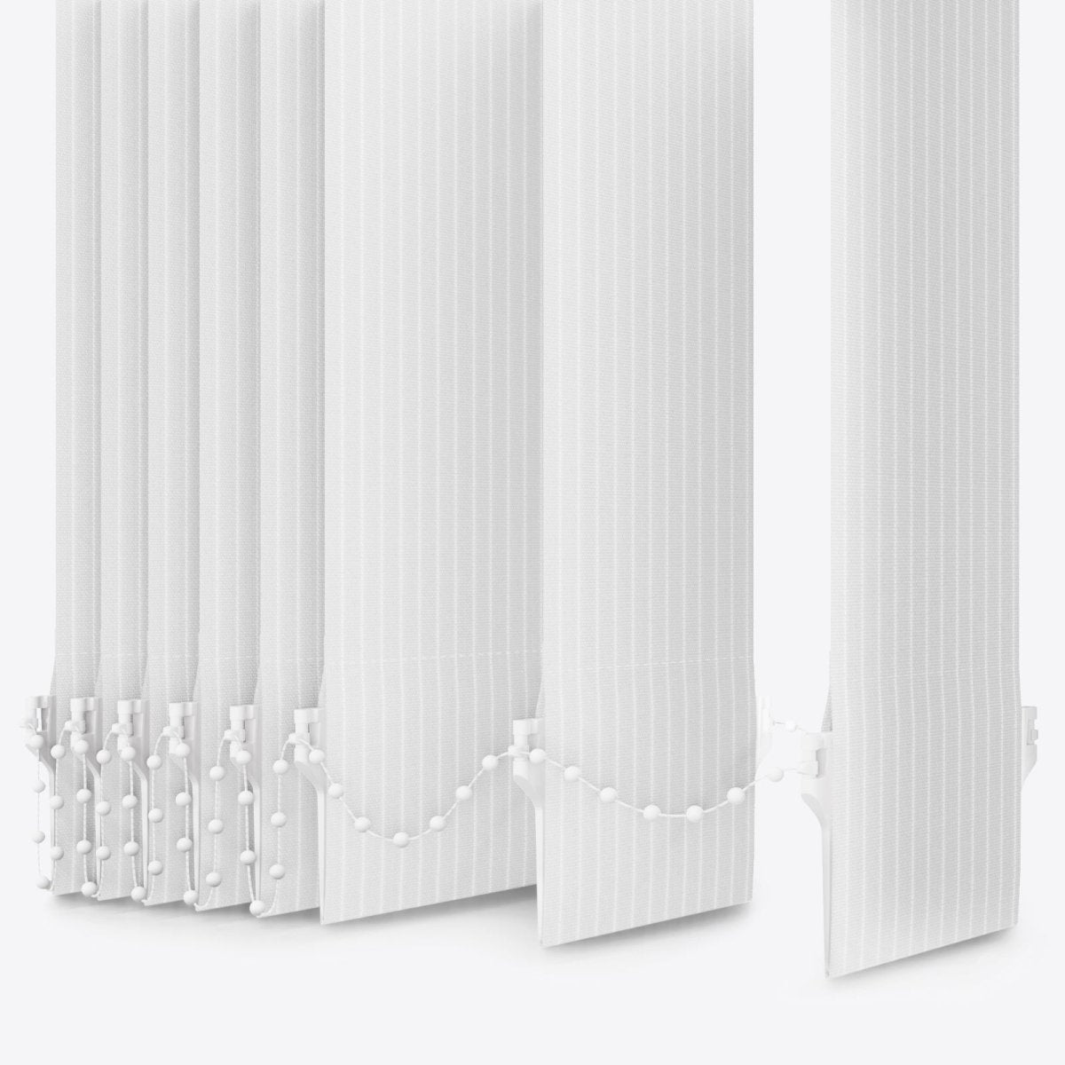 Pencil Stripe Brilliant White Vertical Blinds - Zen Shades
