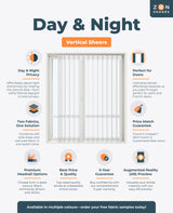 Spotted Night Blue Day & Night Vertical Sheer 40cm - Zen Shades