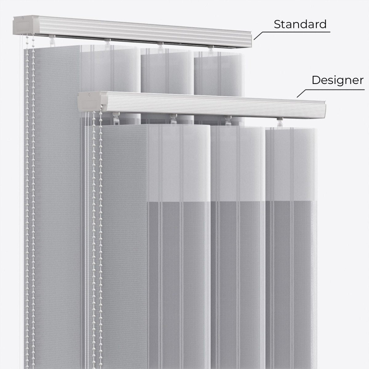 Stripe Ash Grey Day & Night Vertical Sheer 40cm - Zen Shades