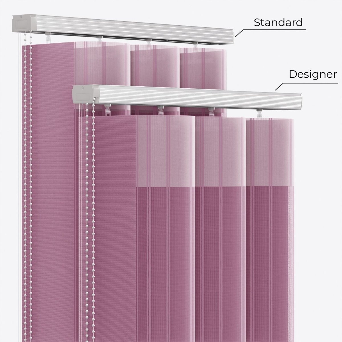 Stripe Batik Pink Day & Night Vertical Sheer 40cm - Zen Shades