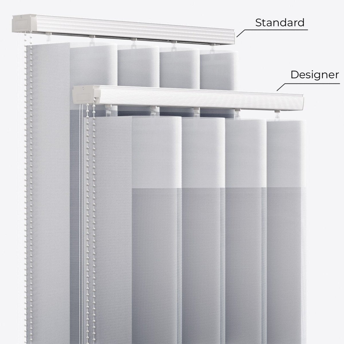 Supreme Light Grey & Slate Grey Day & Night Vertical Sheer 33cm - Zen Shades