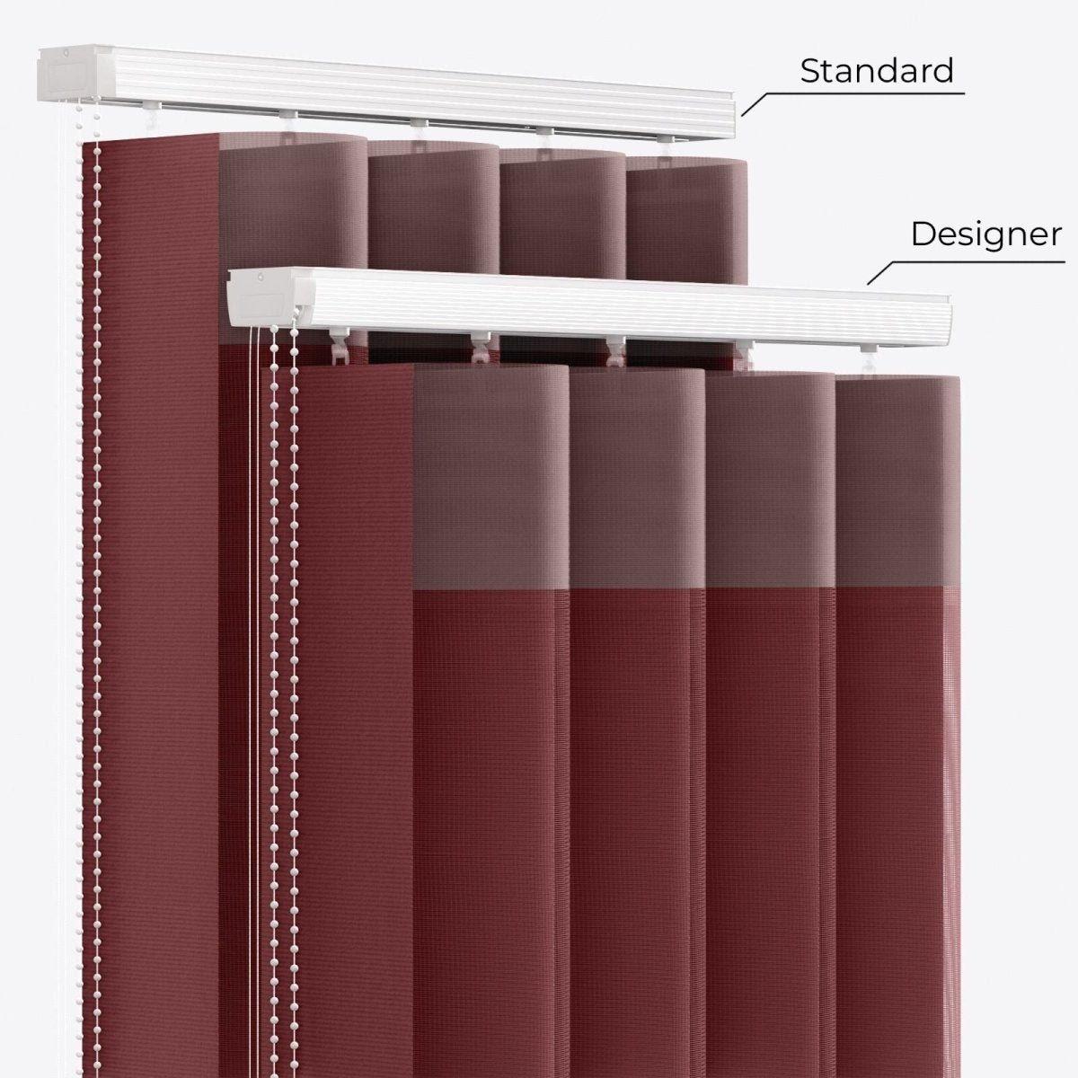Supreme Wine Red Day & Night Vertical Sheer 33cm - Zen Shades