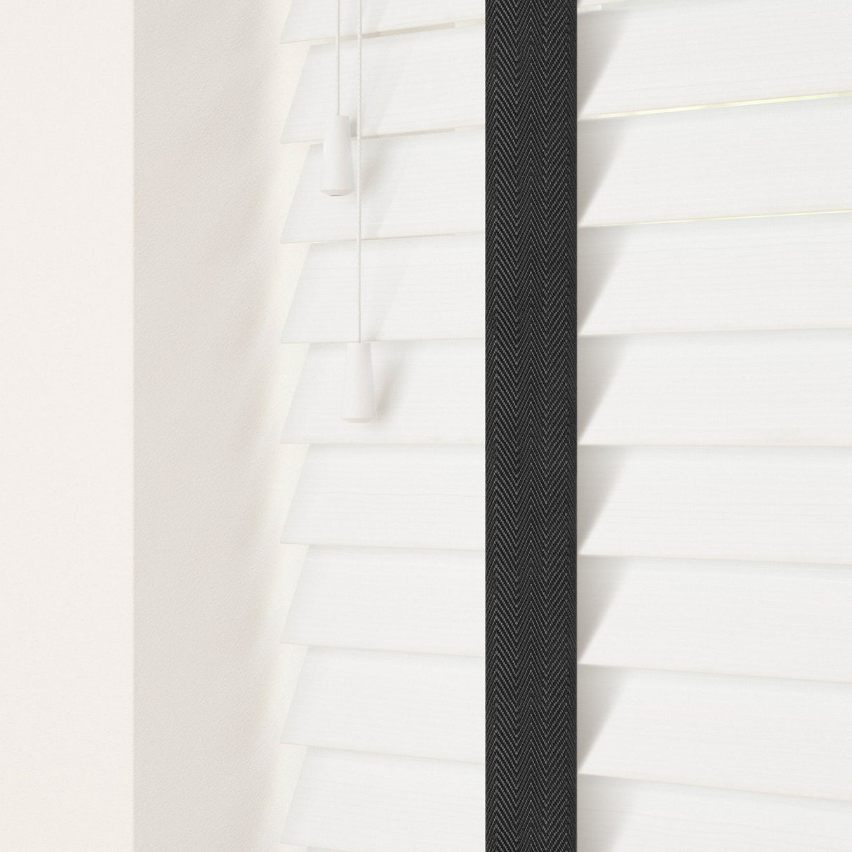 True Fine Grain Faux Wood Blinds With Jet Tapes - Zen Shades